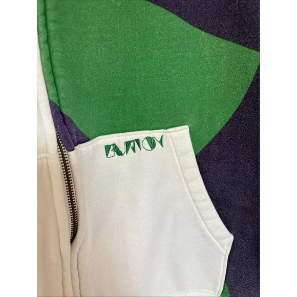 Burton Hoodie Full Zip Up Sweatshirt White Embroidered Mens Men’s Medium - Picture 2 of 11